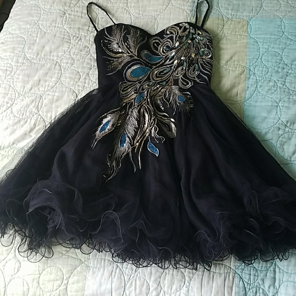 Black peacock dress